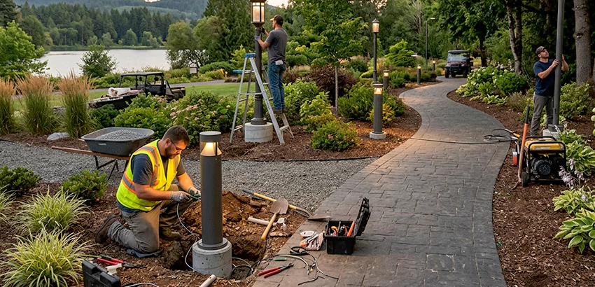 Landscape Post, Pole, and Bollard Lighting Installation in Urbandale