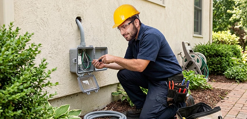 Outdoor Outlet Installation on Vinyl Siding in Urbandale